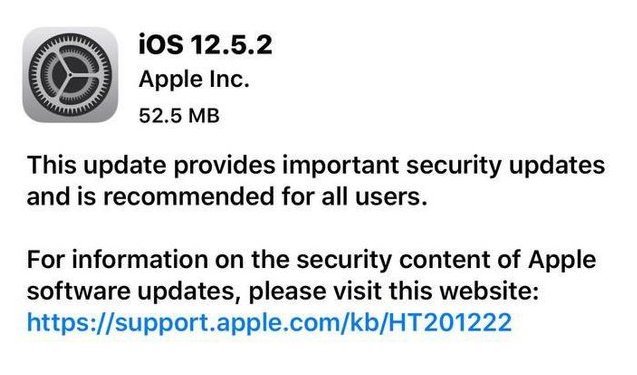 耒阳苹果手机维修分享iOS12.5.2发布，建议所有老苹果用户安装 